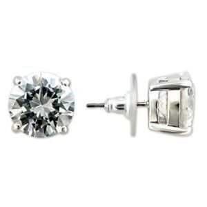 Brass Earrings Rhodium Women AAA  CZ (9mm) 2.0 CT